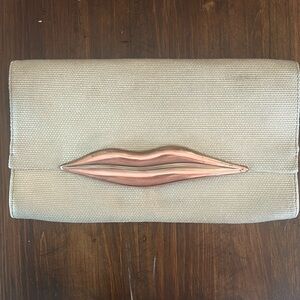 Diane von Furstenberg Carolina Metallic Canvas Lips Clutch